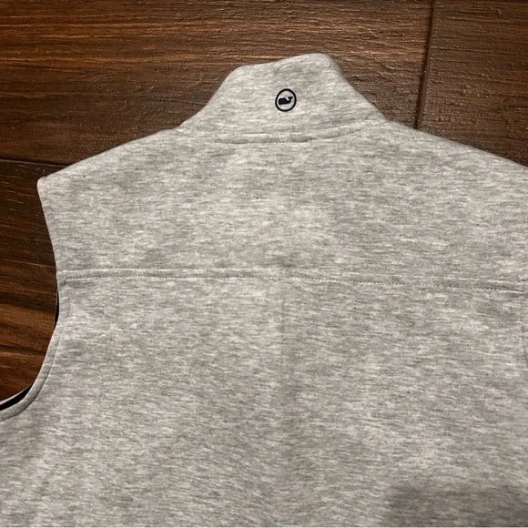 Vineyard Vines Boys Performance Vest Large 16 Gray Navy Blue Lining Full Zip NWT - Picture 5 of 8